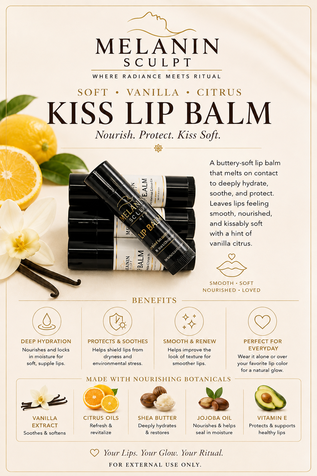 Soft Vanilla Citrus Kiss Lip Balm