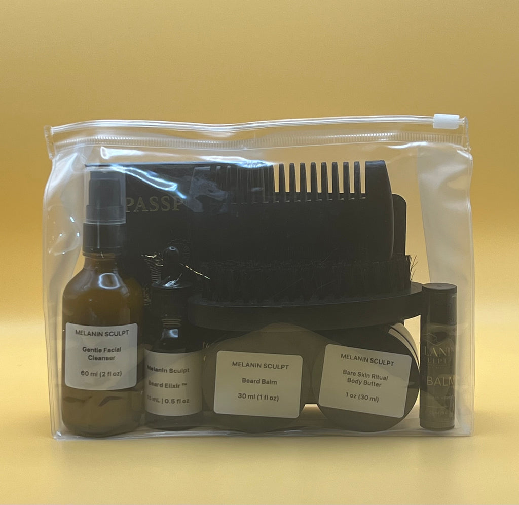 Lifestyle photo shown with travel accessories. Comb, brush, and passport are for display purposes only and are not included.